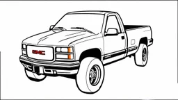 redraw this image of a 1993 GMC sierra 2500 extended cab truck, line art with improved quality