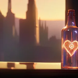 A digital message in a glass bottle. The message is the creation of artificial intelligence.