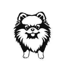 cute silhouette of a pomeranian , black on white vector