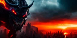 apocalypse, chaotic, magnificent, realistic, colorful, massive, epic, cinematic, 8k, HD, Ultra High Definition, photo film, film grain, hyper-detailed, Hell, Detailed Anthropomorphic Demon