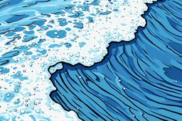 rich colorful comic style with strong color emphasis — close-up of sea foam and rippling water surface, abstract wave texture, clean and soft colored, no characters, good for texture-based animation