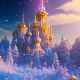 blue gold and violet landscape with multicolored crystals falling from the sky, full of details, smooth, bright sunshine，soft light atmosphere, light effect，vaporwave colorful, concept art, smooth, extremely sharp detail, finely tuned detail, ultra high definition, 8 k, unreal engine 5, ultra sharp focus