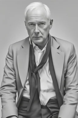 A portrait of a man in his 50s. From the future. looks unpleasent