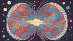 "Design a vibrant comic-styled artwork that captures the essence of a mighty brain, depicted as a tangible galactic entity. The brain itself should be intricately shaded to highlight its convoluted crevices, delicately lit by distant stars. The backdrop is to be an amalgamation of colourful swirling galaxies, with an array of vivid astronomical elements to instill a sense of cosmic vastness. The art should evoke a sense that the brain is masterfully conducting the celestial symphony of the entir