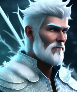 A portrait of jack frost,white and blue