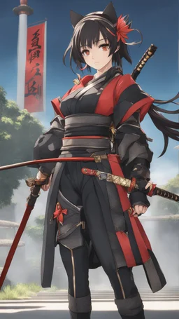 ronin Girl in 8k Neco anime artstyle , samurai them, ronin costume, close picture, ronin custom, highly detailed, high details, detailed portrait, masterpiece,ultra detailed, ultra quality