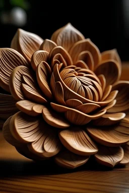 A flower carved in wood