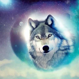 A magical spiritual wolf
