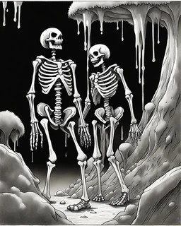 slime covered skeleton black and white sketch art rpg full body