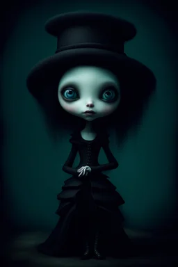 MJ P: 3D-rendered painting portrait freak in the style of Tim Burton and art style dark-fantasy Nicoletta Ceccoli style the image features a character from a dark fantasy, otherworldly charm with exaggerated features