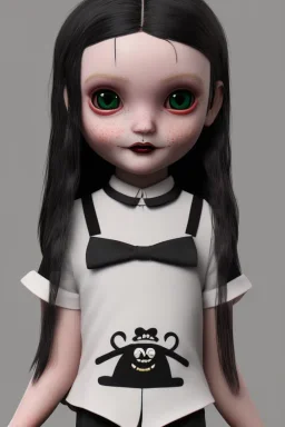 Wednesday Addams toddler, full body, bokeh, hyper realistic