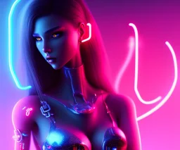 hot girl , neon lights, cyberpunk art, 8k , extremely detailed, high resolution, dark, burning,