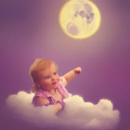 Sweet Baby girl dream moon fluffy cloud stars