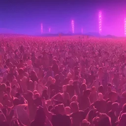 GIANT DANCE PARTY, FESTIVAL IN THE MOUNTAINS, MUSIC FESTIVAL, CROWD, ALIENS, cinematic lighting, 4k, 8k, octane render, digital concept art, ambient lighting, PINK