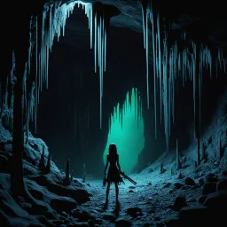 In the depths of a shadowy cave, the goth model stands amidst sharp stalactites, her gelatinous slime rifle gleaming eerily in the dim light. The cave's darkness amplifies the surreal claymation horror setting, creating a haunting backdrop for the bizarre scene. Skeleton aliens lurk in the shadows, their presence adding to the sense of foreboding. Deadline looms, pressure mounts, yet the goth model's enigmatic gaze hints at a defiance that thrives in the midst of chaos and creativity.