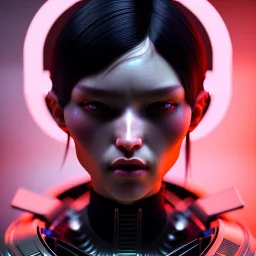 Woman, short black hair, samurai, cyberpunk, neon, highly detailed, art stations, concept art, smooth, unreal engine 5, god rays, ray tracing, RTX, lumen lighting, ultra detail, volumetric lighting, 3d, finely drawn, high definition, high resolution, gradient background