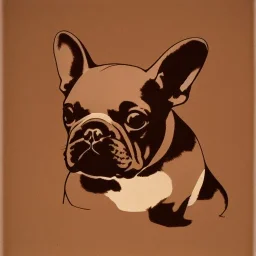 Portrait of a light brown french bulldog by warhol