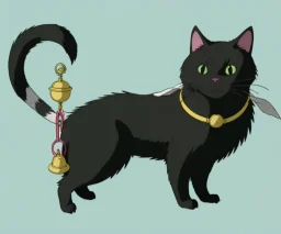 black cat with a bell on the collar