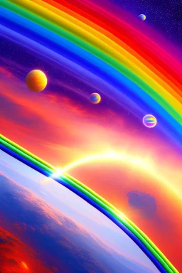 Ufo rainbow trés intergalactique, belles couleurs,incredible, cosmic, colours, planet, gold, realistic