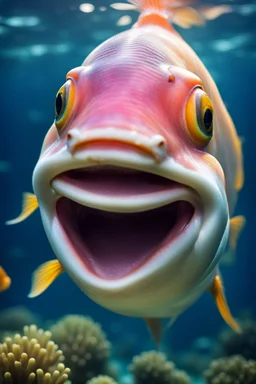 one fish with human smile