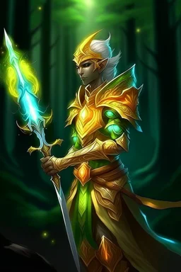wood elf paladin glowing radiant sword