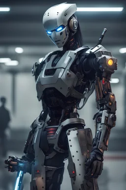 cyberpunk robot grab a katana