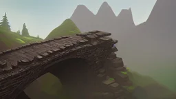 stone and brick bridge across a rocky ravine