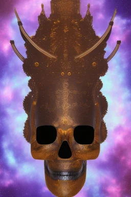 black male African alien, cracks in the voodoo head, wicked, diamond eyes, crown, blood, 8k, finely detailed, photo realistic, leopard robe turquoise skull head gold dragon space alien rain skeleton gold teeth silver crown silver space suit spaceships