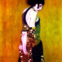 Retrato de cuerpo entero de un ninja con el estilo de Gustav Klimt