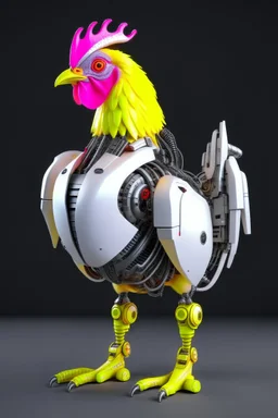 animal CHICKEN robot, sci-fi, cyberpunk, full body, ultra realistic, virtual reality, CLEAN PLAIN BACKGROUND, Aspect Ratios: 9:16