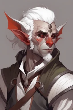 lowborn rogue male burnt tiefling white hair dnd