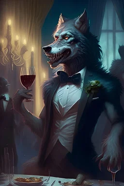 Werewolf at a fancy party