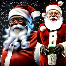 christmas card art, Black Santa, white dwarf santa, skinny santa