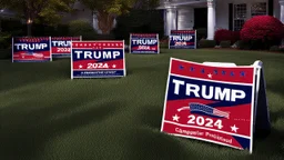 trump 2024 campaign signs all over lawn