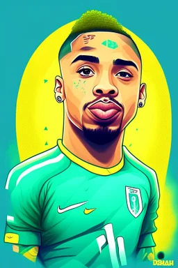 Gabriel Jesus Brazilian football player ,cartoon d2