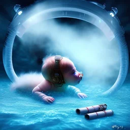 baby swimming in the artic smoking sigar, fantasy art