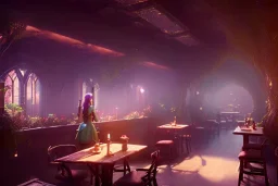 Immersive​ fantasy elven cafe with beautiful flower