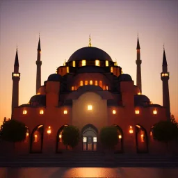 Sultanahmet cami sunset, realistic, unreal engine 5, octane render, cinema4d