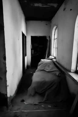 dirty creepy place, organic matter is everywhere, dirty sheets and burnt plastic