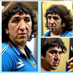 Create a highly realistic 3D scene. An detailed Realistic of Play Football Diego Maradona transforming her into a woman with the same specifications as the attached image. The method of transforming the painting in full detail. A comedic and funny touch. Ultra wide angle. Extremely realistic fine details. Highly realistic detailed display. Great full presentation and amazing drawing style. Transfer the full detailed drawing of the image at a wide and precise angle. Inspiri