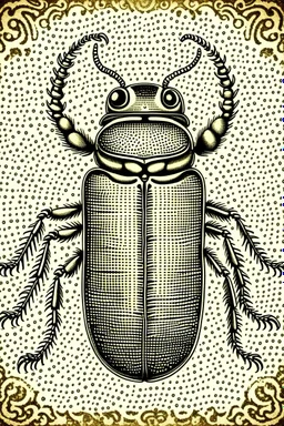 vintage, gothic, steampunk drawings of a beetle, sepia-toned