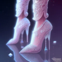 cinderellas crystal glass shoe ,magical, snow, sharp, ornate, elegant, highly detailed, transparent, artstation, concept art, smooth, sharp focus, illustration, 8k,intricate