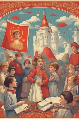 knowledge Day atmosphere in the style of fairy tales of the USSR