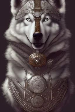 silver steampunk husky viking