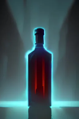 dark skyline, ghostly liqueur bottle