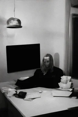 solana king liquidation flush shadow face in a dark room looking at computer oracle of delphi seeing the future in the style of surrealism black and white