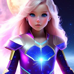 Galaxy teenage girl who is using magic, girl has starry features, background is realistic space renditions, rendered, unity 3d, unreal engine, dslr, hdr, 4k, edited