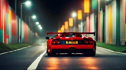 Ferrari F40 In Road, Cinematic, Bright Colors, Rear View, Nice Saturation, Backfire, Desktop Wallpaper, Accurate, realistic, 8K