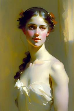 oil painting Anders Zorn, portrait of a naked charming young girl