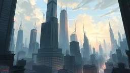 A mesmerizing fantasy urban landscape sketch, featuring towering skyscrapers and office buildings that stretch into the sky. The city is bustling with life, as citizens go about their daily routines. The dreamy and soft depictions of the city create an eerie yet intriguing atmosphere. The essence of adventure lingers in the air, as if the viewer is on the brink of discovering a secret hidden within the city's depths.